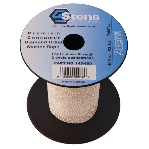 Stens New 100 Ft. Diamond Braid Starter Rope For Size 3-1/2, 7/64 In. Dia, High Quality Diamond Braid Cord 145-600
